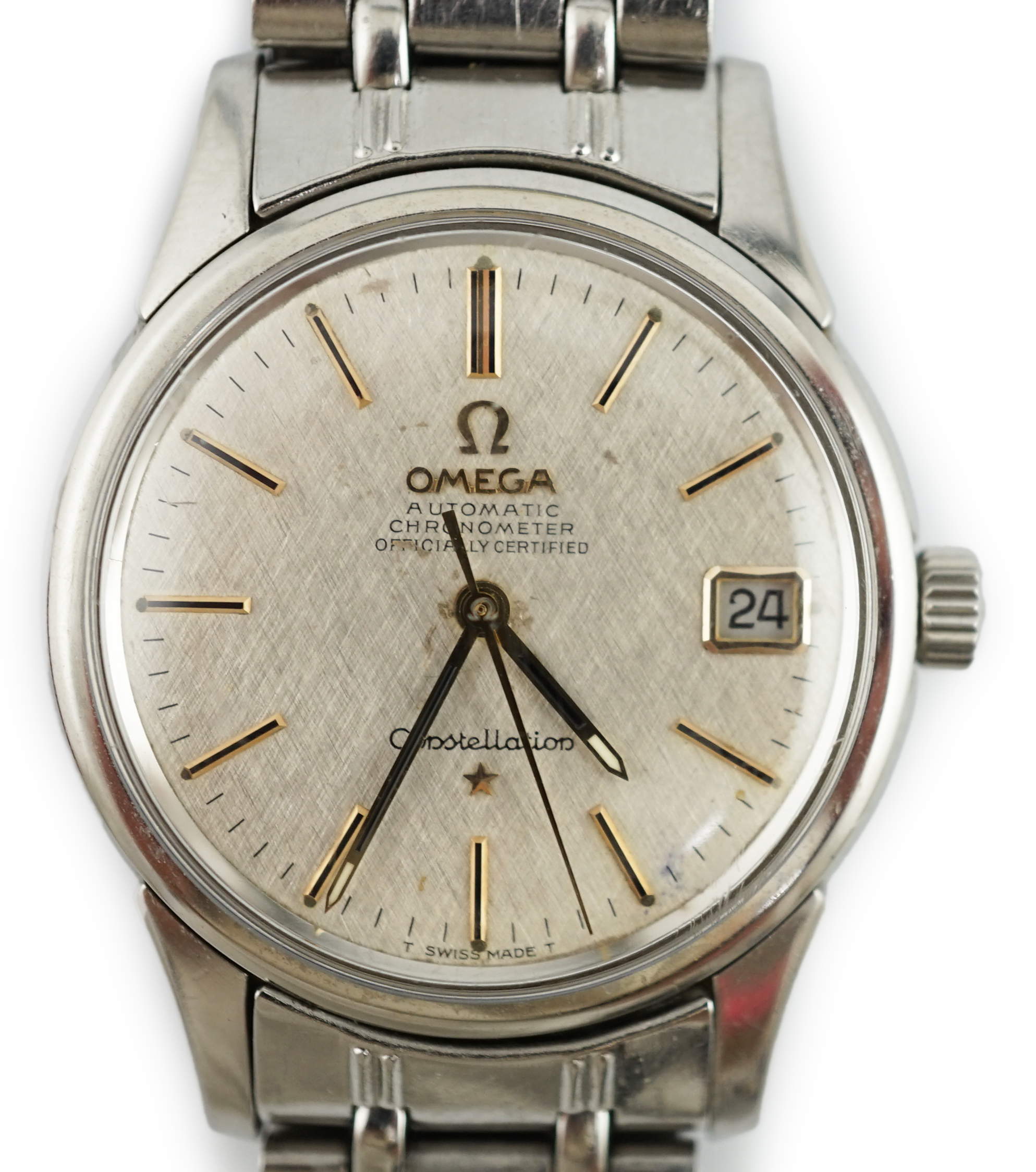 A gentleman's late 1960's stainless steel Omega Constellation Automatic Chronometer wrist watch